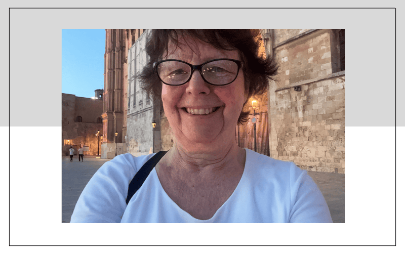 SR vor KathedralePlama Susann vor der Kathedrale in Palma